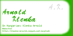 arnold klenka business card